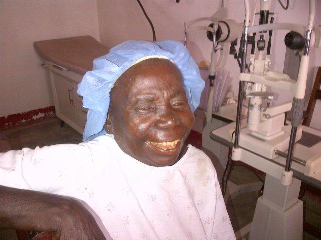A laughing Mama Hélène as she received the Priceless Gift of Sight 1